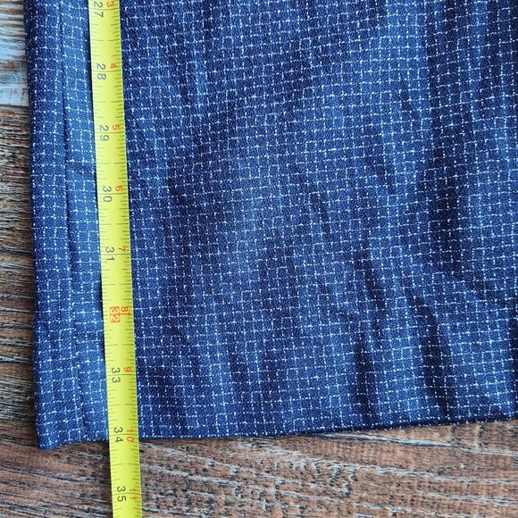Hugo Boss 100% Wool Straight Wide Leg Dress Pants Zip Check Blue - Picture 10 of 12
